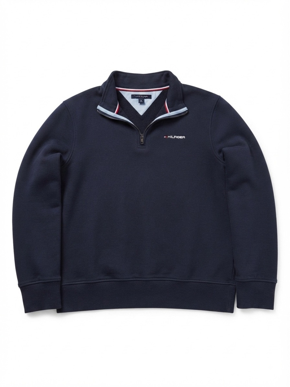 Tommy Hilfiger Quarter Zip Pullover Sweatshirt Navy Blue Size M